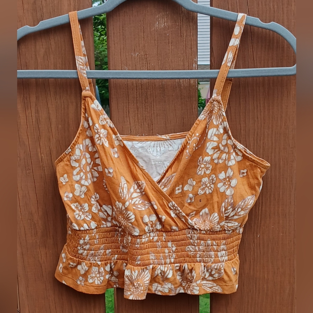 Aeropostale Halter Orange Floral Women's Top Size Small NWT